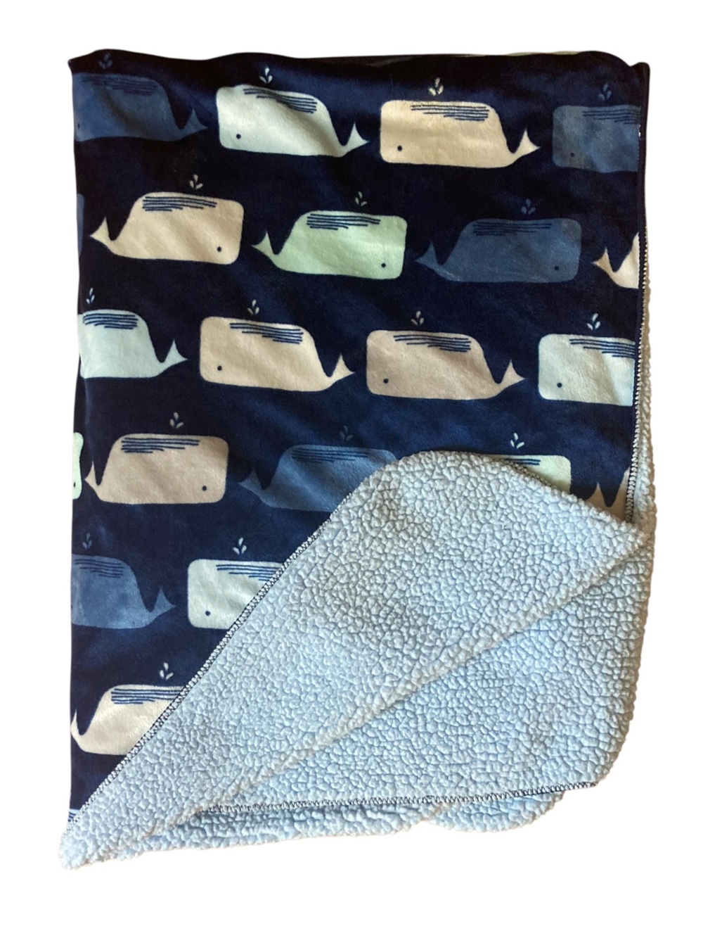 Cloud Island Whale Baby Blanket Blue Sherpa Target Whales 29 x 40.